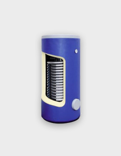 MELEGVÍZTÁROLÓ EMELT FELÜLETŰ HŐCSERÉLŐVEL, HŐSZIVATTYÚHOZ 200L